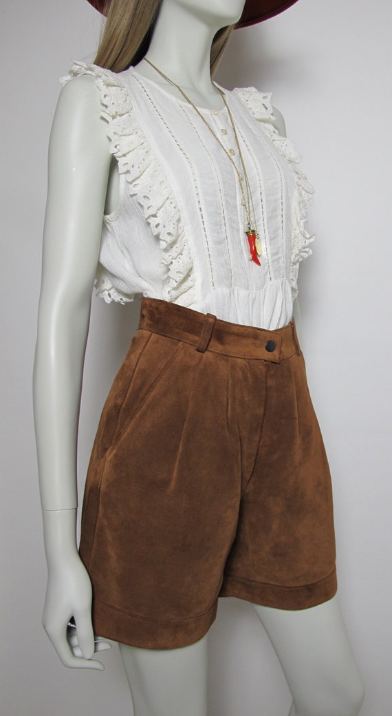 90s high waist suede shorts - image 2