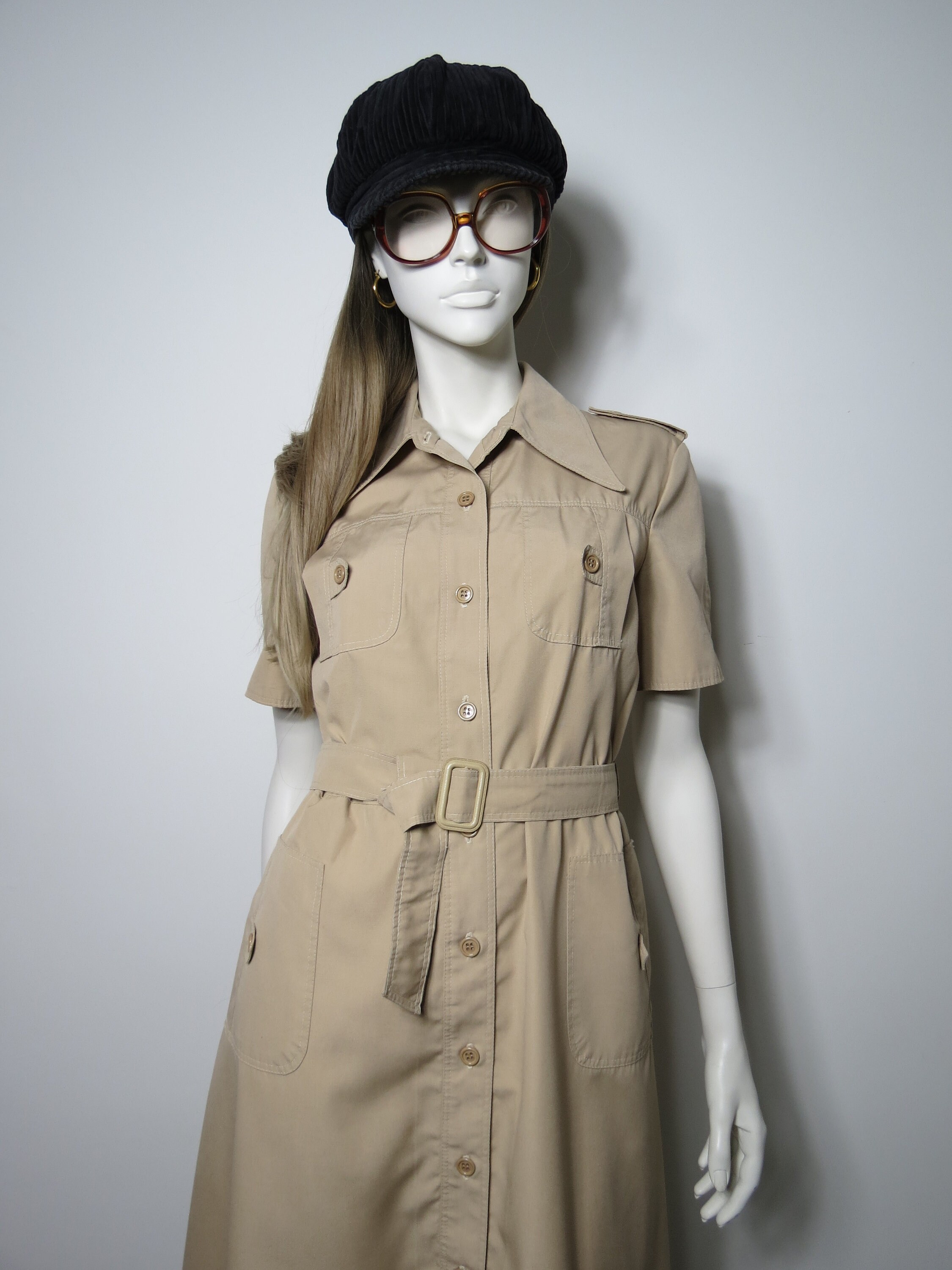 beige safari dress Mac Duggal - Beige Sleeveless High Neck Beaded Ruffle Mini Dress