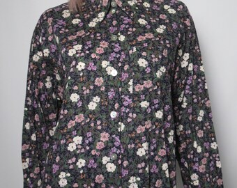 90s flower cotton shirt
