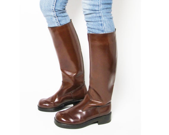 Brown leather riding boots / 70s equestrian boots