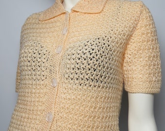 60s short sleeve crochet top