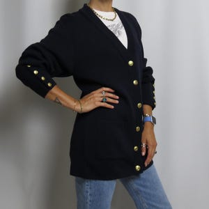 Cardigan bleu 90s à boutons dorés