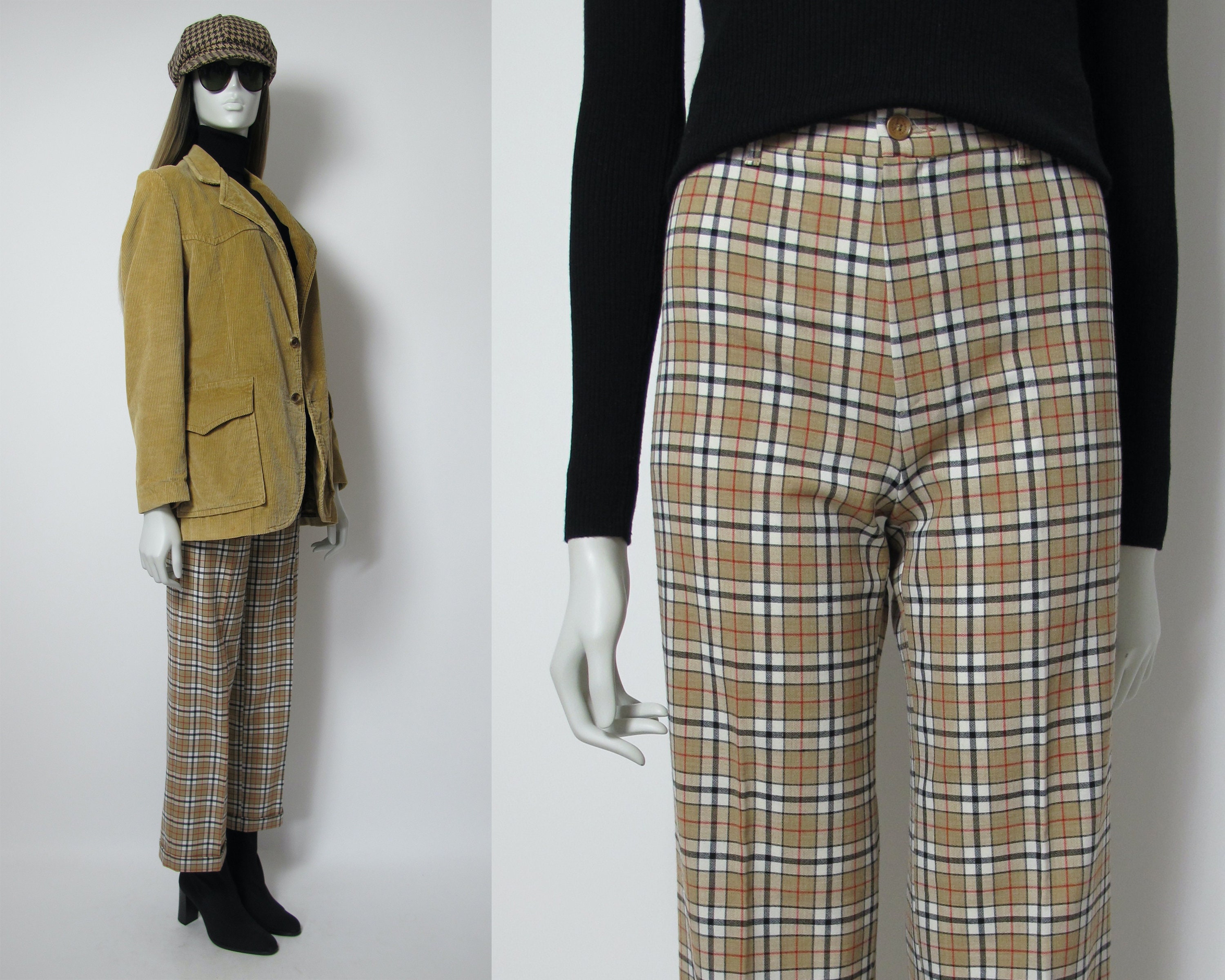 90s Straight Leg Checkered Pants | Etsy 