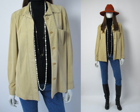 MARELLA / Suede leather shirt women / sand color l