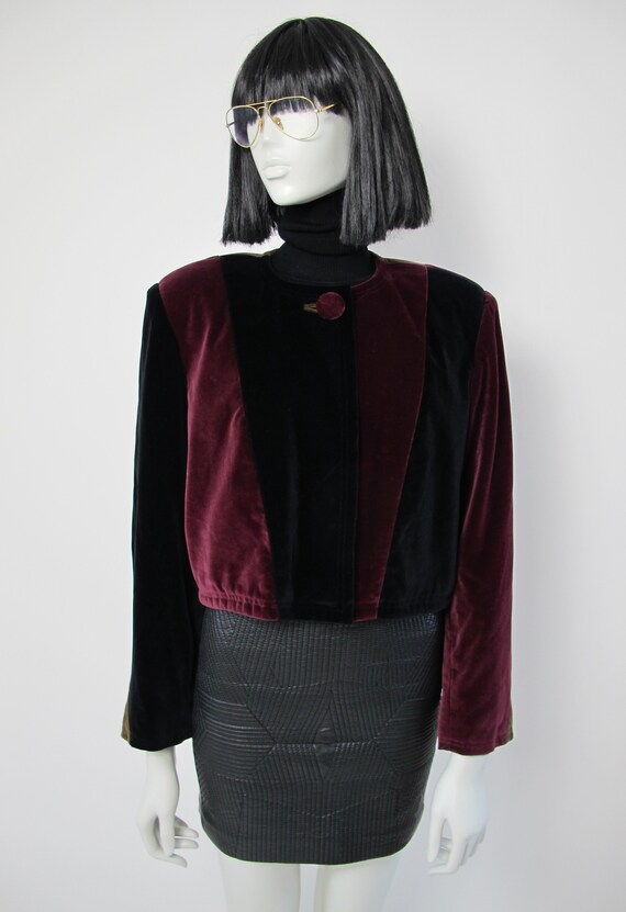 90s velvet boxy blazer with shoulder pads - image 2