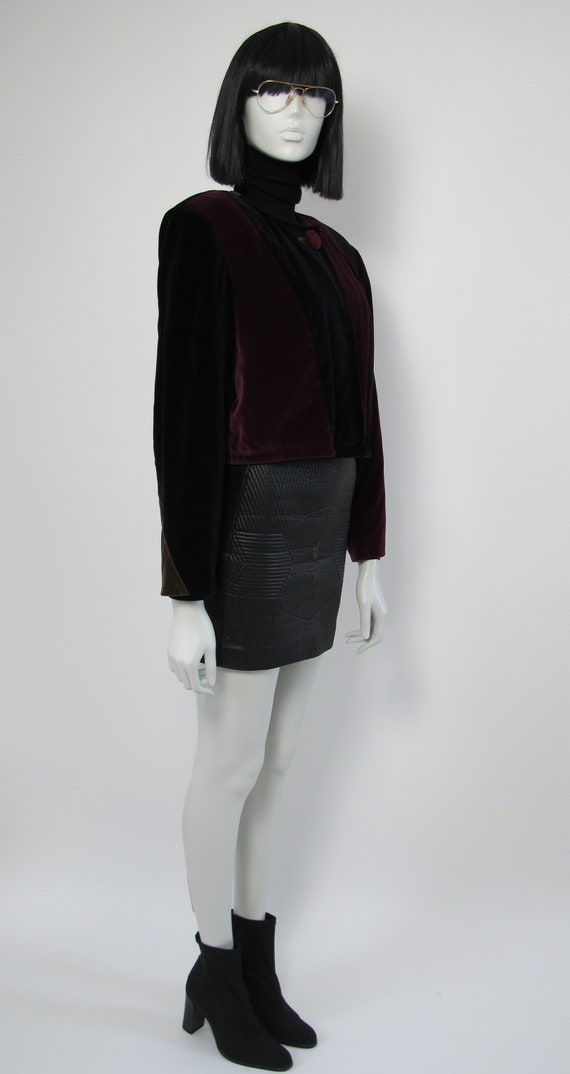 90s velvet boxy blazer with shoulder pads - image 5