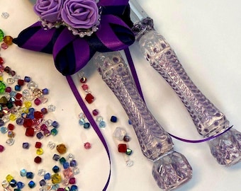 Cake Server Knife*Light Purple Cake Set*Charms, Bows, Crystals*Baby Shower, Wedding Present