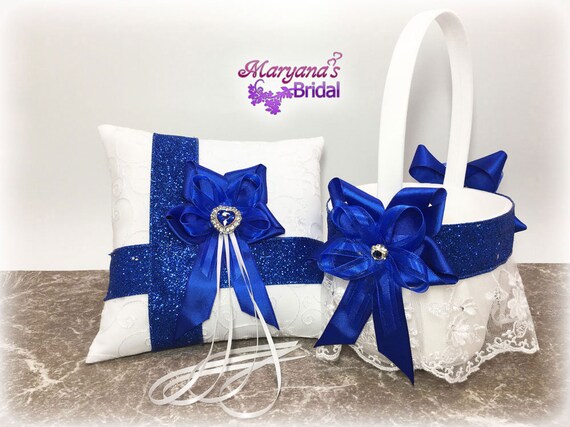 Royal Blue Ring Bearer Pillow With Charms Wedding Horizon Etsy