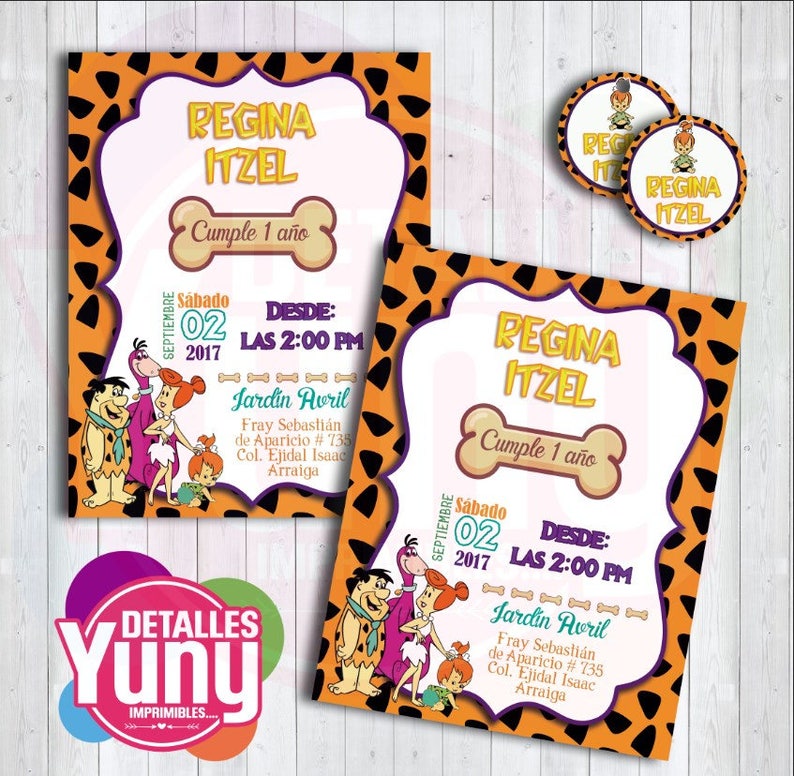 Flintstones birthday invitation with tag. Invitation Birthday | Etsy