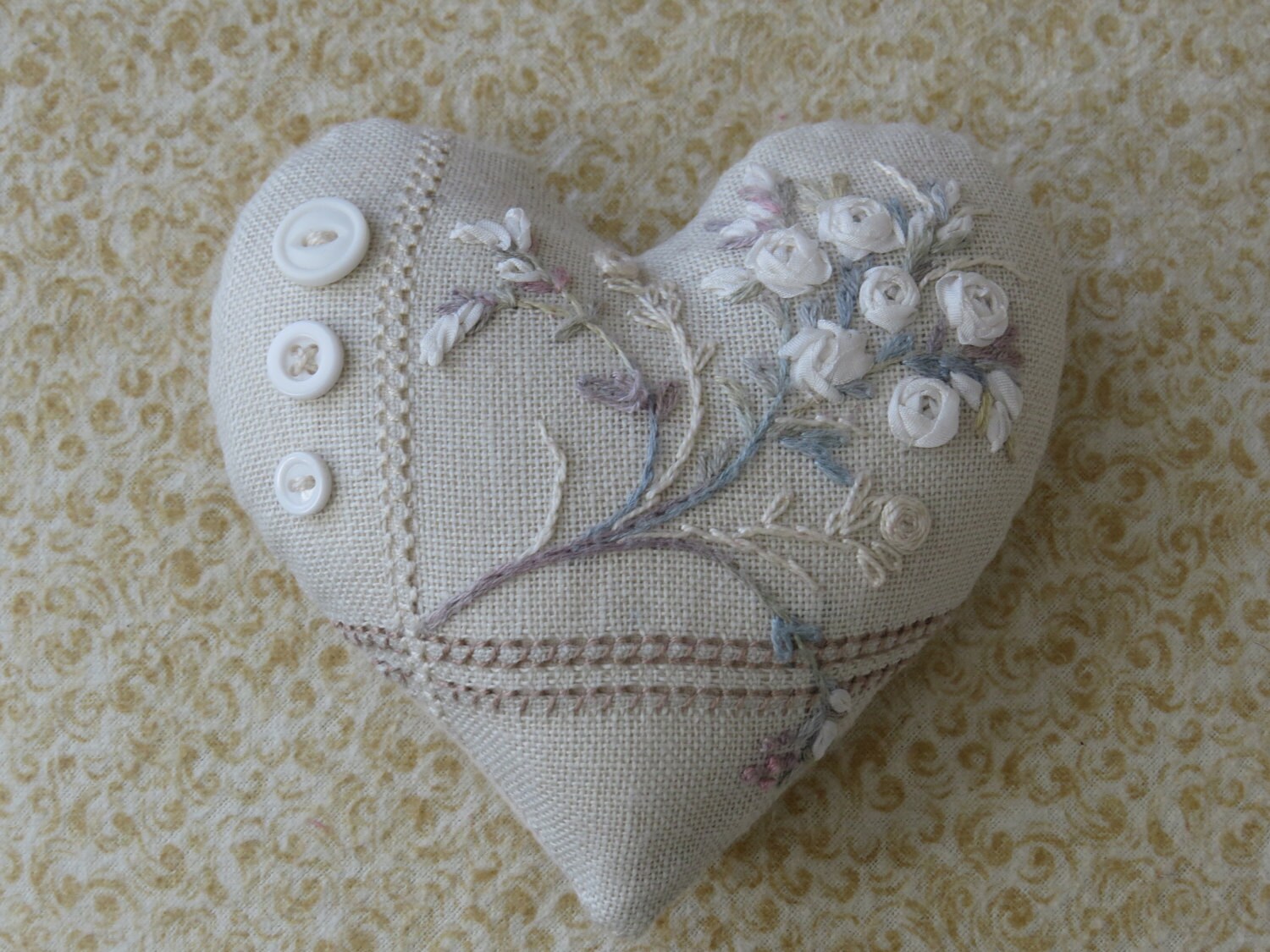 Embroidery Heart Pincushion Kit Silk Ribbon Embroidery Kit | Etsy