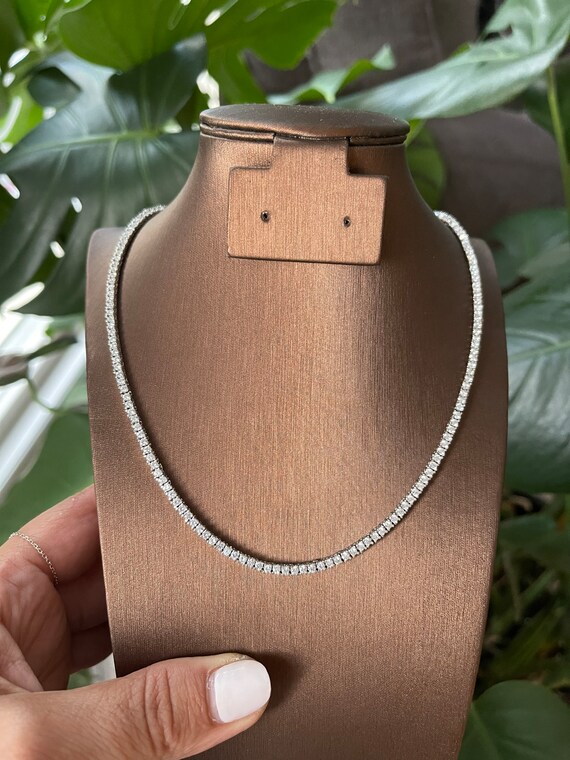 Diamond Cz Necklace Tennis Necklace CZ Tennis Necklace Bridal Party Gift Sterling Silver CZ Tennis Necklace Diamond Choker