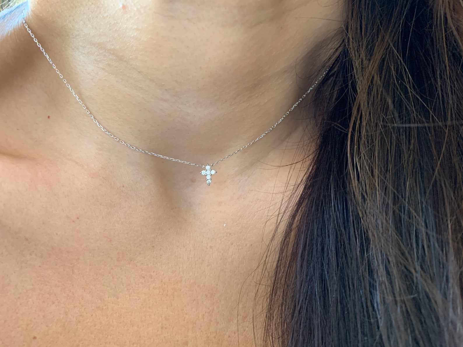 Cross Necklace / Tiny Cross Necklace / Mini Cross Necklace / Sterling ...