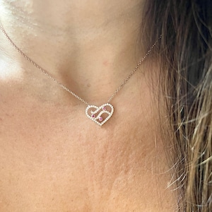 Heart Necklace / Diamond Cz Heart Necklace / Rose Gold Heart Necklace / Layering Heart Necklace / Love Necklace