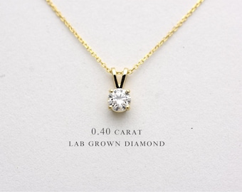Lab Grown Diamond Solitaire Pendant: 0.40 ct 14k Gold