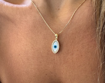 Ciondolo Malocchio In Argento 925 Con Turchese E Oro 18kt – Fatto In UK – Portafortuna