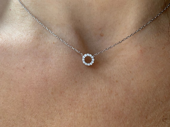 Circle Pendant with Fringe Chain Drops Rhodium on Sterling Silver - Nontarnish Circle Pendant with Fringe Chain Drops Rhodium on Sterling Silver - Nontarnish