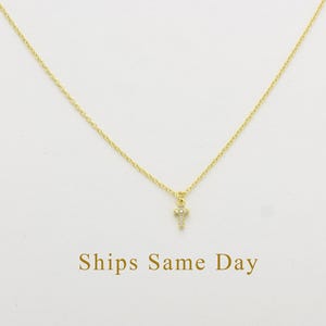 Dainty CZ Cross Necklace: Sterling Silver, Gold Plated