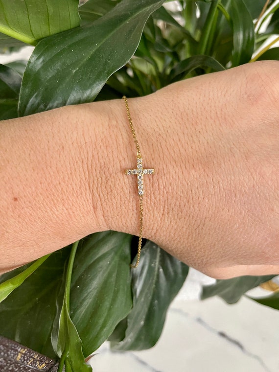 Cross Bracelet Diamond Cz Cross Bracelet Small Cross Bracelet