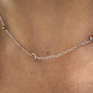 Gold Plated Topaz Station Necklace: 925 Sterling Silver, Adjustable