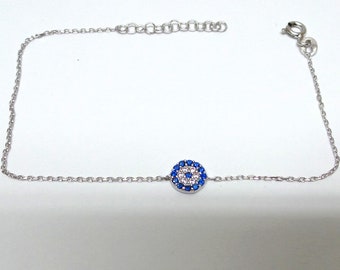 Evil Eye Bracelet / Sterling Silver Evil Eye Bracelet / Cz Evil Eye Bracelet / Dainty Evil Eye Bracelet / Protection Bracelet