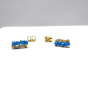 Opal and CZ Earring / Opal Earrings / CZ Earrings / Trendy Opal Earrings / CZ Push Back Earring