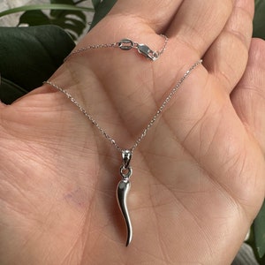 14K Gold Italian Horn Necklace: unisex horn Layering Pendant