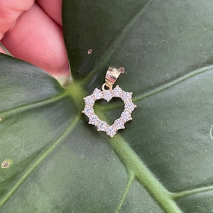Sterling Silver Cubic Zirconia Heart Pendant: Handmade Rhodium Plated