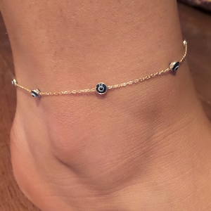 Evil Eye Ankle Bracelet / Gold Evil Eye Ankle Bracelet / Trendy Glass Ankle Bracelet / Evil Eye Anklet / Evil Eye Anklet