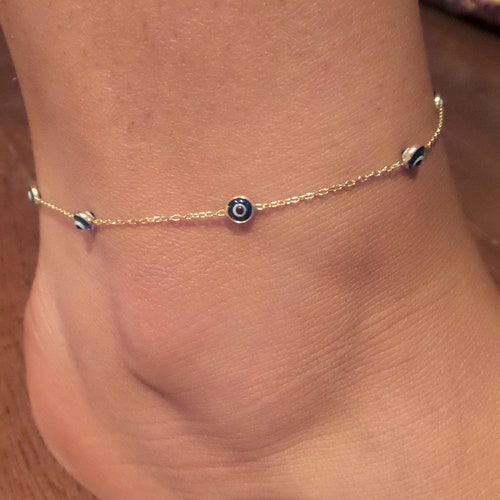 Evil Eye Ankle Bracelet / Gold Evil Eye Ankle Bracelet / Etsy