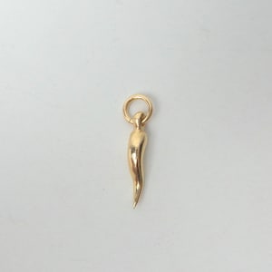 14k Solid Gold Italian Horn Pendant: Lucky Charm (14mm)