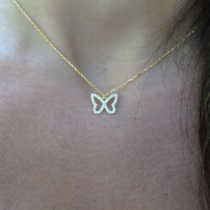 Collier papillon / petit collier papillon en or / collier papillon Cz / papillon délicat / pendentif breloque papillon / délicat