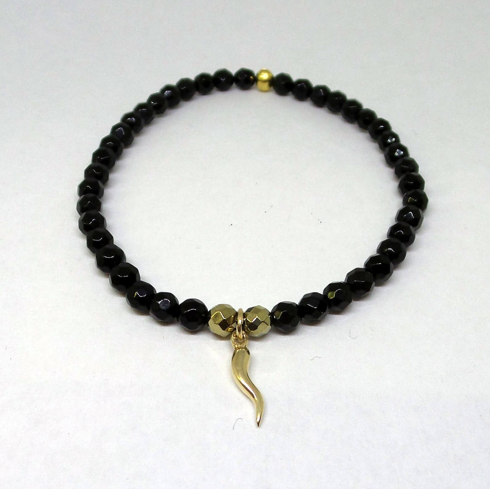 Italian Horn Bracelet / 14k Gold Italian Horn Beaded Bracelet Etsy