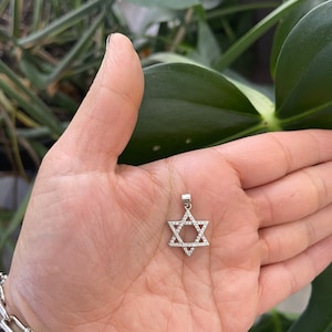 Sterling Silver Star of David Necklace: Cubic Zirconia Pendant