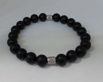 Onyx Bracelet/ Beaded Bracelet/ Black Matte Onyx Bracelet/ Layering Bracelet