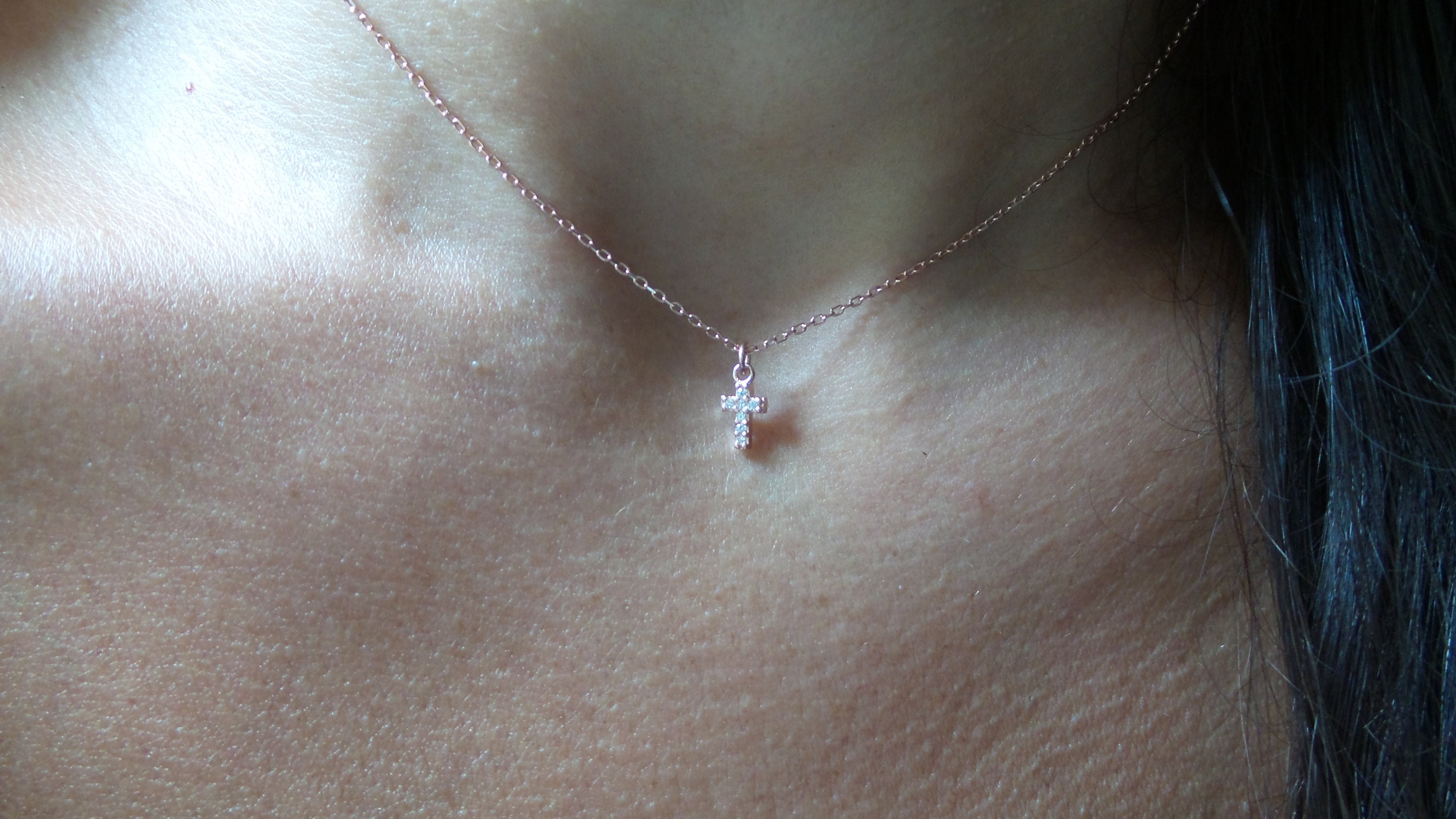 <p>Luisa Mini CZ Cross Necklace (+Colors)</p> main image 1