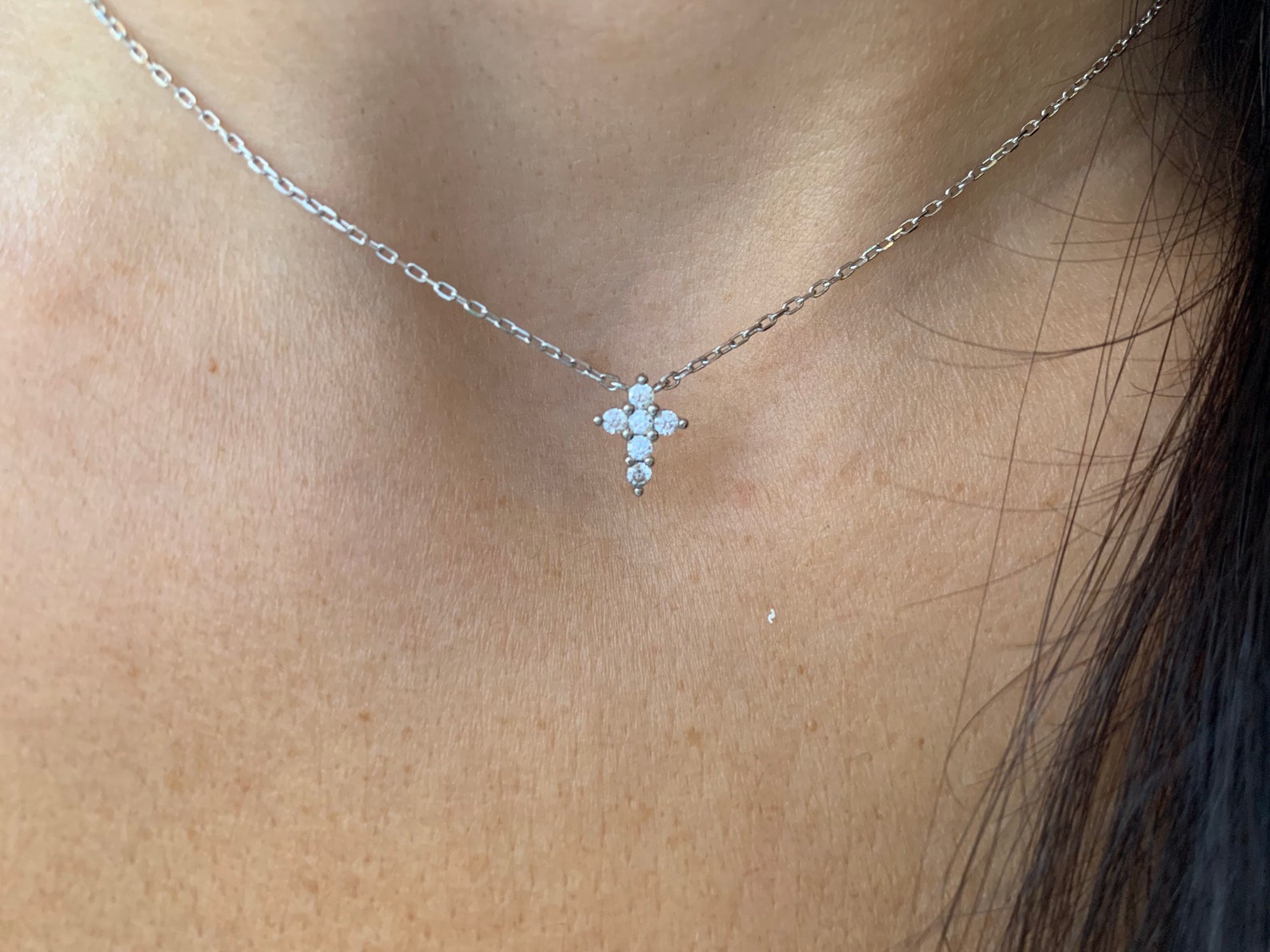 Cross Necklace / Tiny Cross Necklace / Mini Cross Necklace / Sterling ...