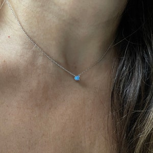 Opal Necklace / Sterling Silver Opal Necklace / Prong Set Opal Necklace / October Gemstone Necklace