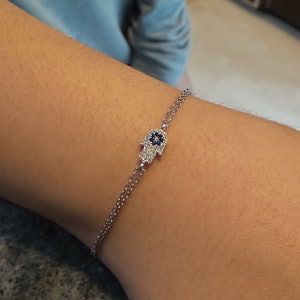 CZ Hamsa Bracelet: Sterling Silver Evil Eye Hand of Fatima