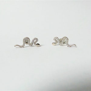 Snake Earrings / Silver Snake Earrings / Diamond Cz Snake Earrings / Trendy Everyday Snake Hoop Earrings
