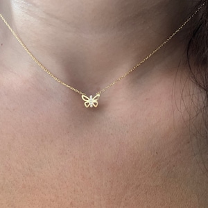 Collier papillon / petit collier papillon en or / collier papillon Cz / papillon délicat / pendentif breloque papillon / délicat