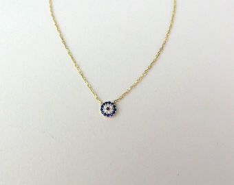 Sterling Silver Evil Eye Necklace: Cubic Zirconia Protection Pendant