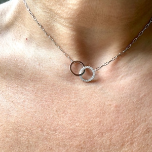 Love Circle Necklace / Diamond Cz Circle of Life Necklace / Sterling Silver Love Circle Necklace / Minimalist Circle Necklace
