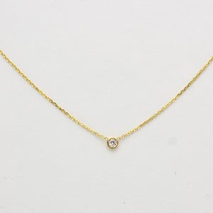 Diamond Necklace / 14k Gold Diamond Necklace / Floating Diamond Necklace / Solitaire Diamond Necklace / Diamond Bezel Necklace / Dainty