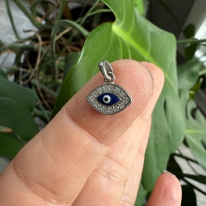 Sterling Silver Evil Eye Pendant: Cubic Zirconia Charm