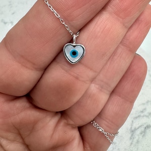 Evil Eye Necklace / Mother of Pearl Evil Eye Necklace /   Sterling Silver Evil Eye Necklace / Cz Evil Eye / Protection