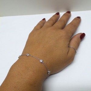 Diamond CZ Station Bracelet / CZ Bezel Set Bracelet /  Sterling Silver CZ Bracelet / Dainty Cz Station Bracelet / Cz Bridal Bracelet
