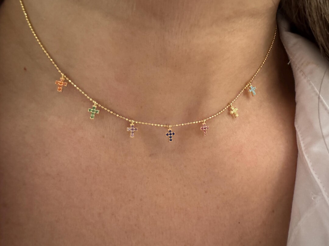 <p>Luisa Mini CZ Cross Necklace (+Colors)</p>