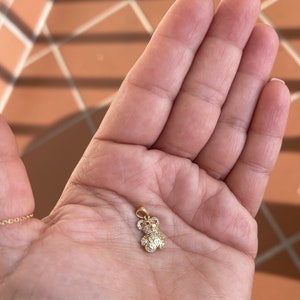 Collier à breloques ours en peluche : pendentif en or 925 et zircone cubique