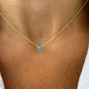 Turquoise Solitaire Necklace / Gold Blue Turquoise Solitaire Necklace / Blue Solitaire Turquoise Necklace