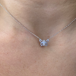 Collier papillon / Petit collier papillon en argent sterling / Collier papillon Cz / Papillon délicat / Pendentif breloque papillon / Délicat